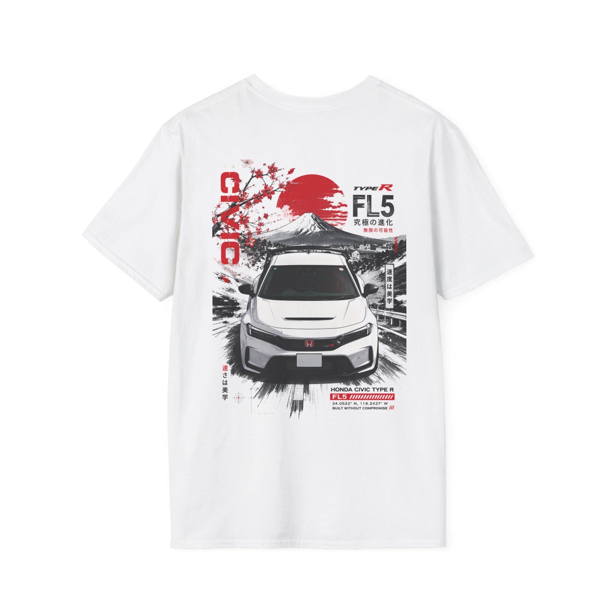 FL5 Type R Racing Logo T-Shirt | Japanese Characters, Minimal Car Graphic